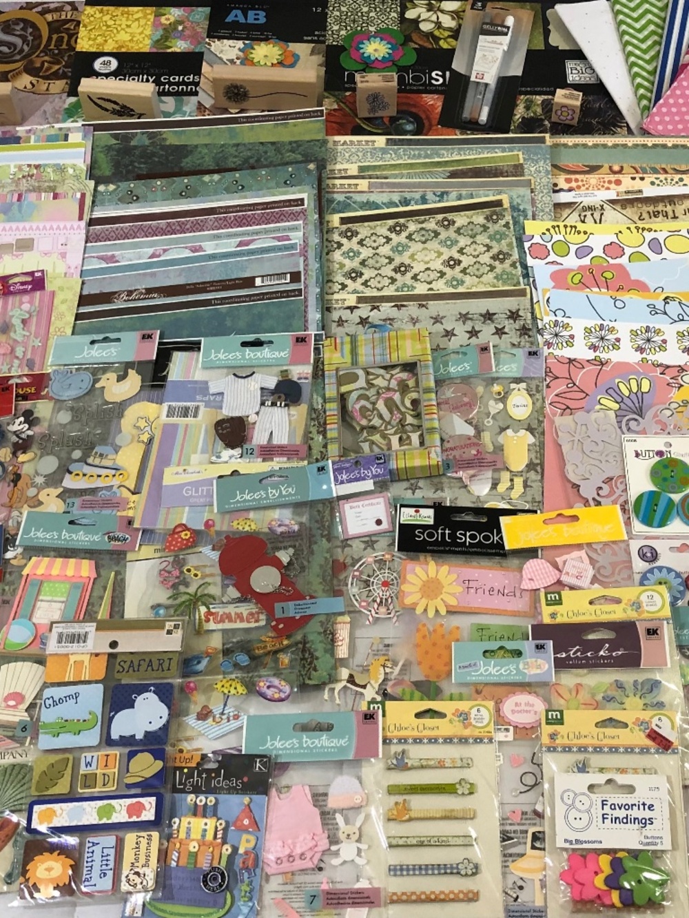 Huge 300pc+ Jolees Disney Boy Girl Scrapbooking Card Stock Stickers Lot